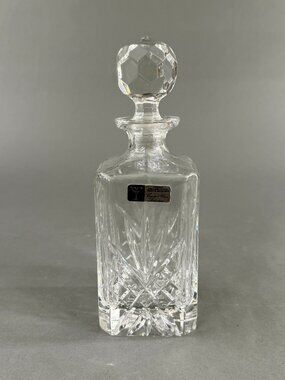 Vintage Crystal Clear Industries Decanter Yugoslavia 24% Lead Crystal Square 10"